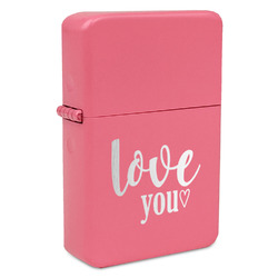 Love Quotes and Sayings Windproof Lighter - Pink - Double Sided & Lid Engraved