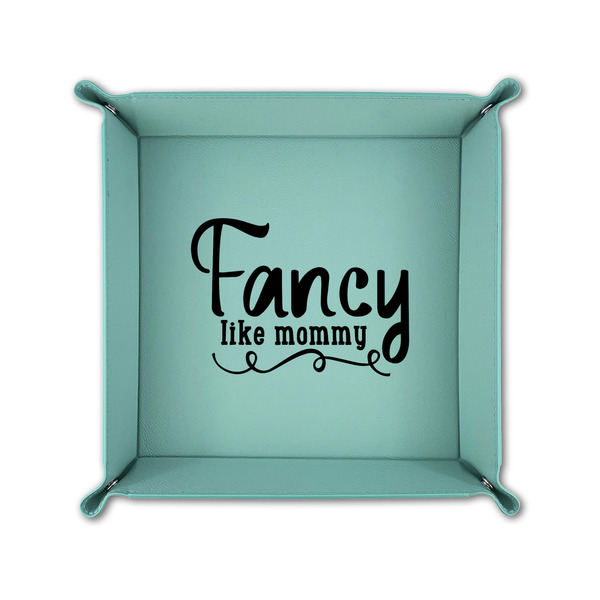 Mom Quotes and Sayings 6" x 6" Teal Leatherette Snap Up Tray - FOLDED UP
