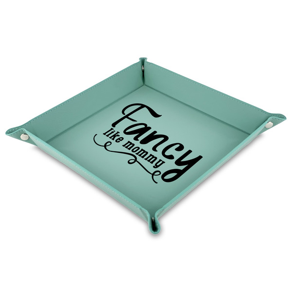 Custom Mom Quotes and Sayings 9" x 9" Teal Faux Leather Valet Tray