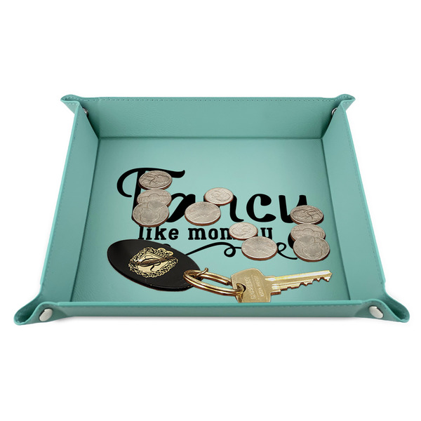Mom Quotes and Sayings 9" x 9" Teal Leatherette Snap Up Tray - STYLED