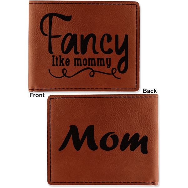 Mom Quotes and Sayings Cognac Leatherette Bifold Wallets - Front and Back