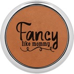 Mom Quotes and Sayings Set of 4 Leatherette Round Coasters w/ Silver Edge
