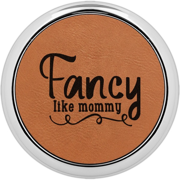 Custom Mom Quotes and Sayings Set of 4 Leatherette Round Coasters w/ Silver Edge
