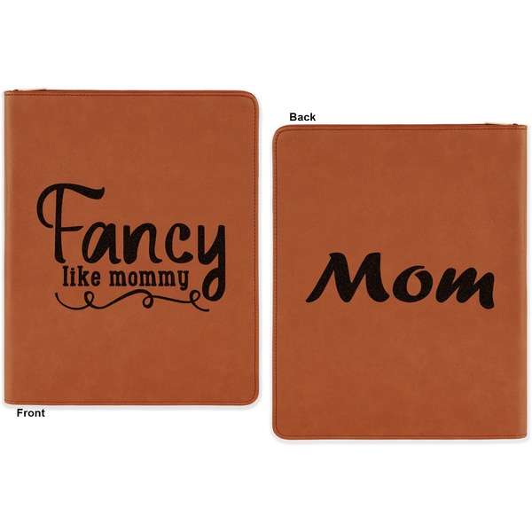 Mom Quotes and Sayings Cognac Leatherette Zipper Portfolios with Notepad - Double Sided - Apvl
