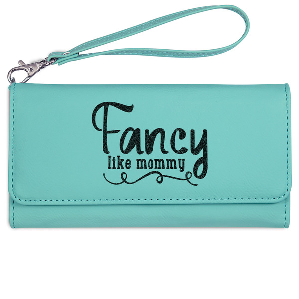 Mom Quotes and Sayings Ladies Wallet - Leather - Teal - Front View