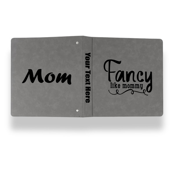 Mom Quotes and Sayings Leather Binder - 1" - Grey - Back Spine Front View