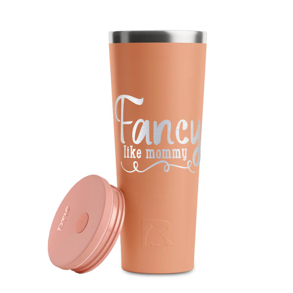 Mom Quotes and Sayings Peach RTIC Everyday Tumbler - 28 oz. - Lid Off