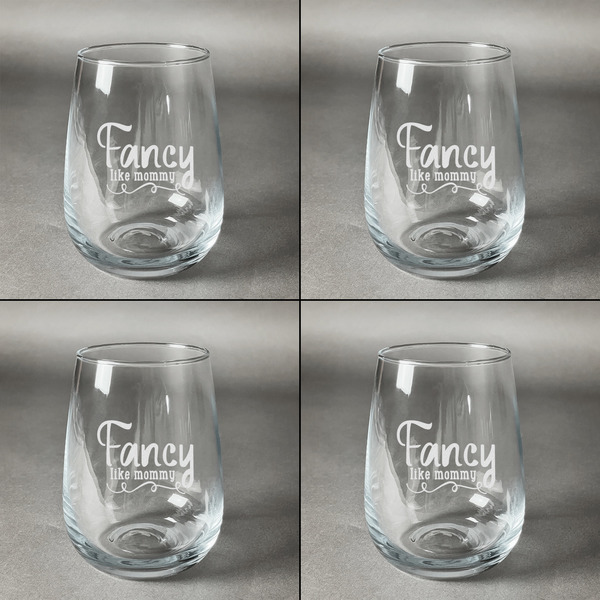 Mom Quotes and Sayings Set of Four Personalized Stemless Wineglasses (Approval)