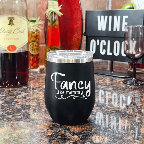 Mom Quotes and Sayings Stainless Wine Tumblers - Black - Double Sided - In Context