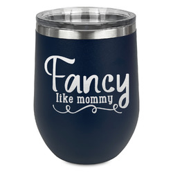 Mom Quotes and Sayings Stemless Stainless Steel Wine Tumbler - Navy - Double Sided