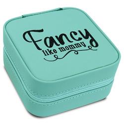 Mom Quotes and Sayings Travel Jewelry Box - Teal Leather