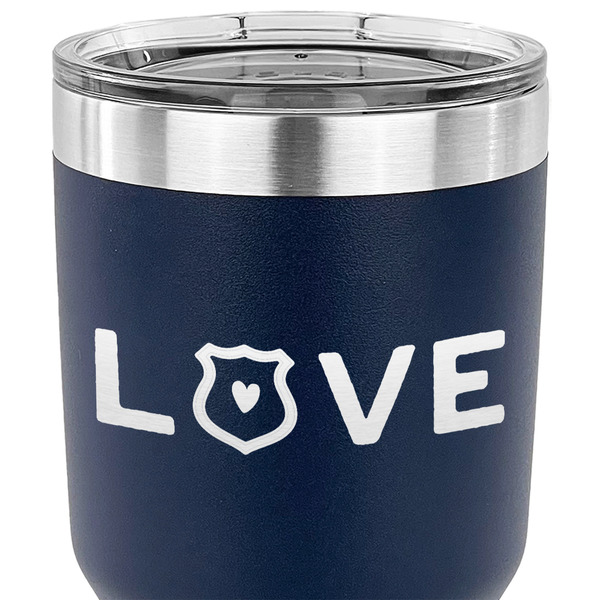 Police Quotes and Sayings 30 oz Stainless Steel Ringneck Tumbler - Navy - CLOSE UP