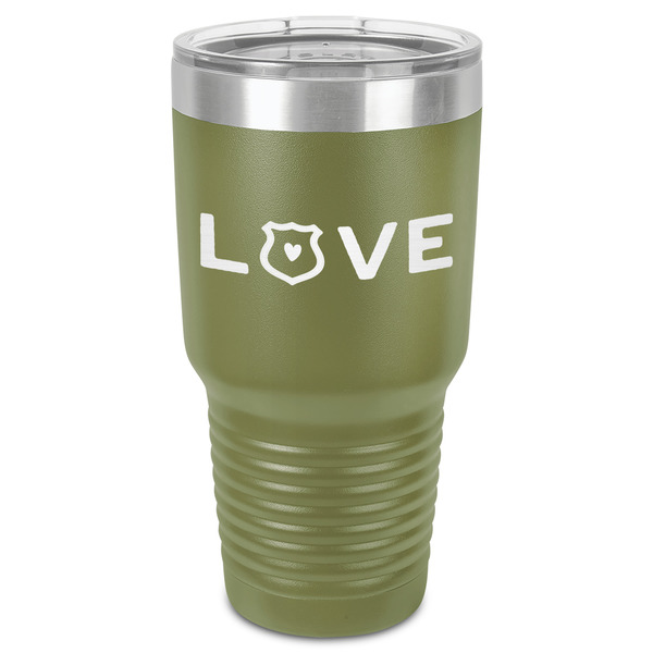 Custom Police Quotes and Sayings 30 oz Stainless Steel Tumbler - Olive - Single-Sided