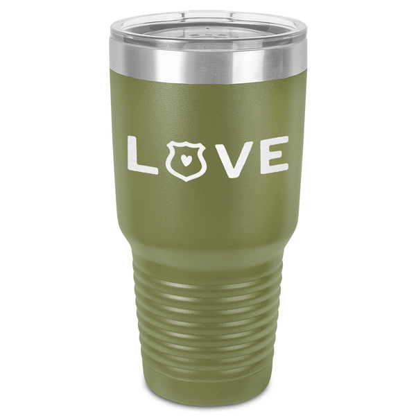 Police Quotes and Sayings 30 oz Stainless Steel Ringneck Tumbler - Olive - Front