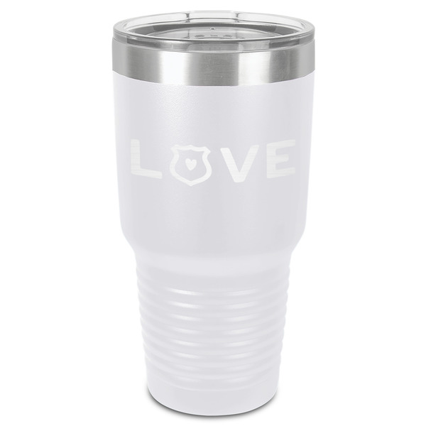Police Quotes and Sayings 30 oz Stainless Steel Ringneck Tumbler - White - Front