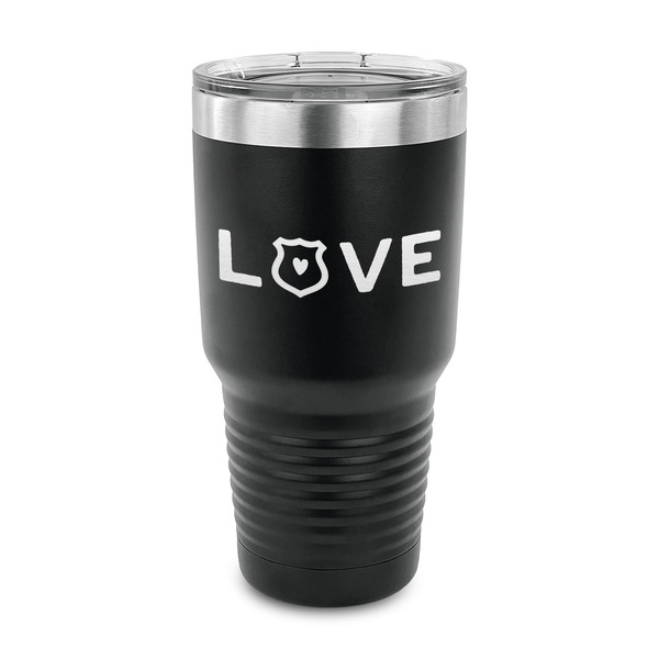 Police Quotes and Sayings 30 oz Stainless Steel Ringneck Tumblers - Black - FRONT