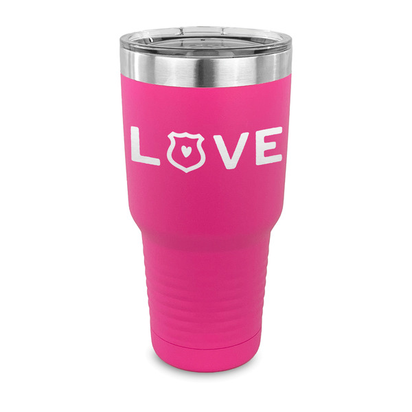 Police Quotes and Sayings 30 oz Stainless Steel Ringneck Tumblers - Pink - FRONT
