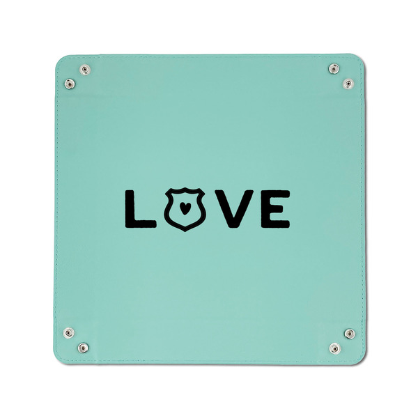 Police Quotes and Sayings 6" x 6" Teal Leatherette Snap Up Tray - APPROVAL