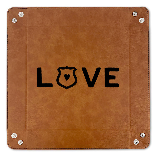Police Quotes and Sayings 9" x 9" Leatherette Snap Up Tray - APPROVAL (FLAT)