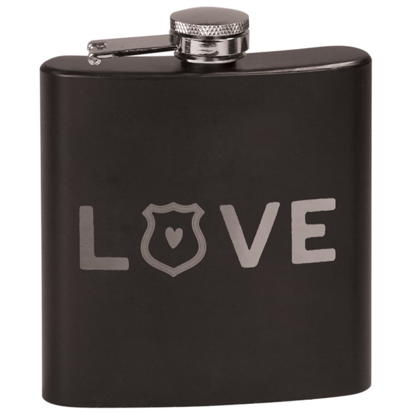Custom Police Quotes and Sayings Black Flask Set