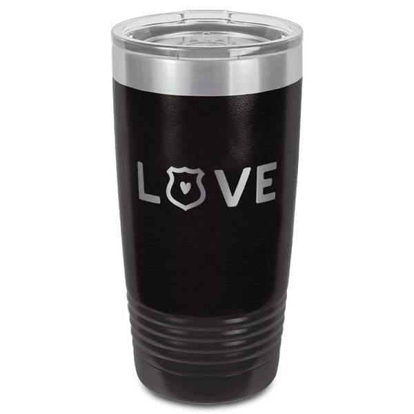 Police Quotes and Sayings Black Polar Camel Tumbler - 20oz - Front