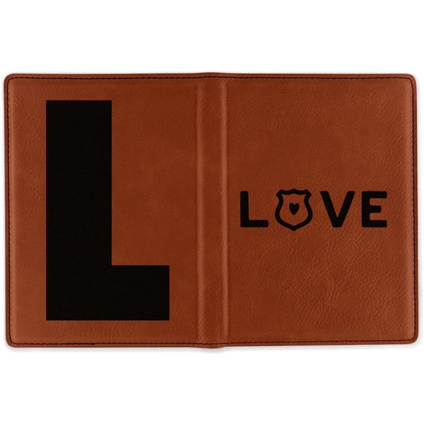 Police Quotes and Sayings Cognac Leather Passport Holder Outside Double Sided - Apvl