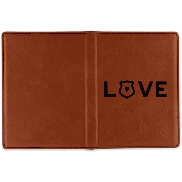 Police Quotes and Sayings Cognac Leather Passport Holder Outside Single Sided - Apvl