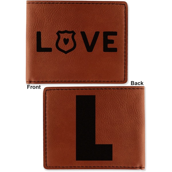 Police Quotes and Sayings Cognac Leatherette Bifold Wallets - Front and Back