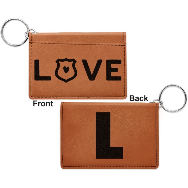 Police Quotes and Sayings Cognac Leatherette Keychain ID Holders - Front and Back Apvl