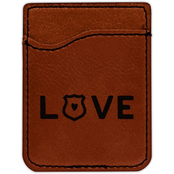 Police Quotes and Sayings Cognac Leatherette Phone Wallet close up