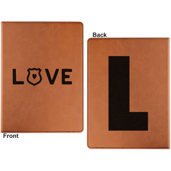 Police Quotes and Sayings Cognac Leatherette Portfolios with Notepad - Large - Double Sided - Apvl