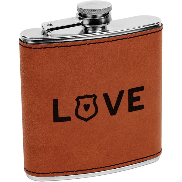 Custom Police Quotes and Sayings Leatherette Wrapped Stainless Steel Flask