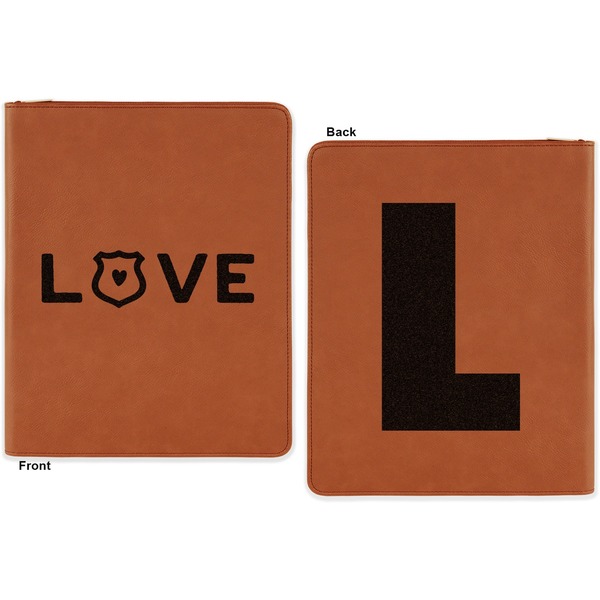 Police Quotes and Sayings Cognac Leatherette Zipper Portfolios with Notepad - Double Sided - Apvl