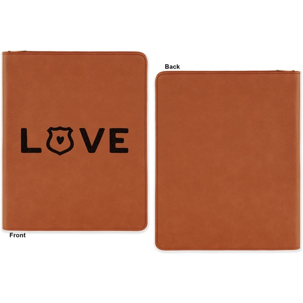 Police Quotes and Sayings Cognac Leatherette Zipper Portfolios with Notepad - Single Sided - Apvl
