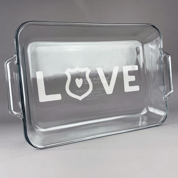 Custom Police Quotes and Sayings Glass Baking Dish with Truefit Lid - 13in x 9in