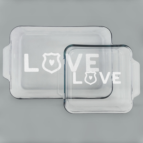 Custom Police Quotes and Sayings Set of Glass Baking & Cake Dish - 13in x 9in & 8in x 8in