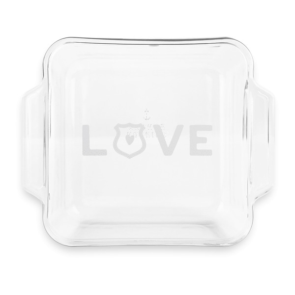 Custom Police Quotes and Sayings Glass Cake Dish with Truefit Lid - 8in x 8in
