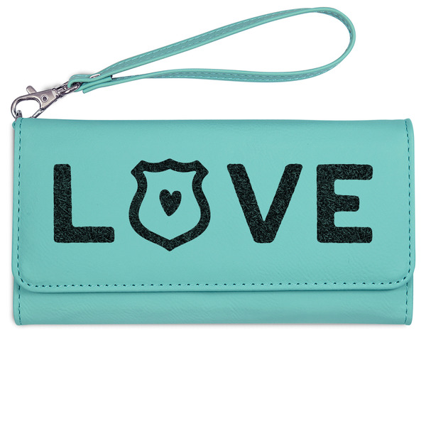Custom Police Quotes and Sayings Ladies Leatherette Wallet - Laser Engraved- Teal