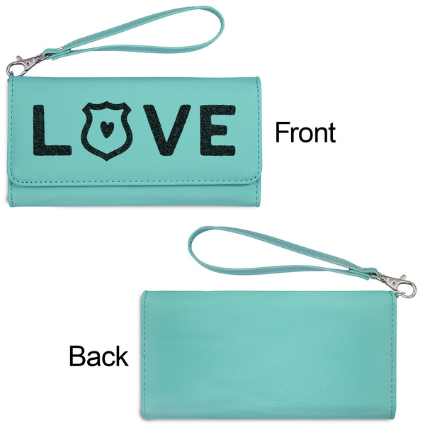 Police Quotes and Sayings Ladies Wallets - Faux Leather - Teal - Front & Back View
