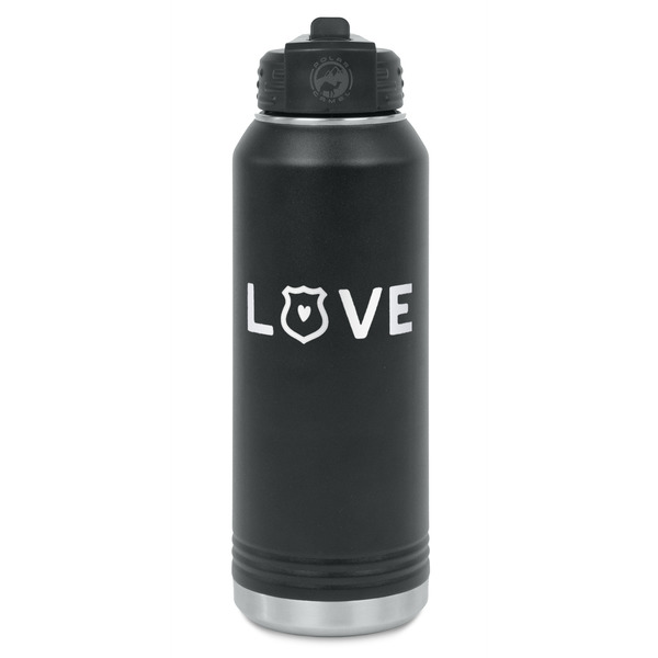 Custom Police Quotes and Sayings Water Bottle - Laser Engraved - Front