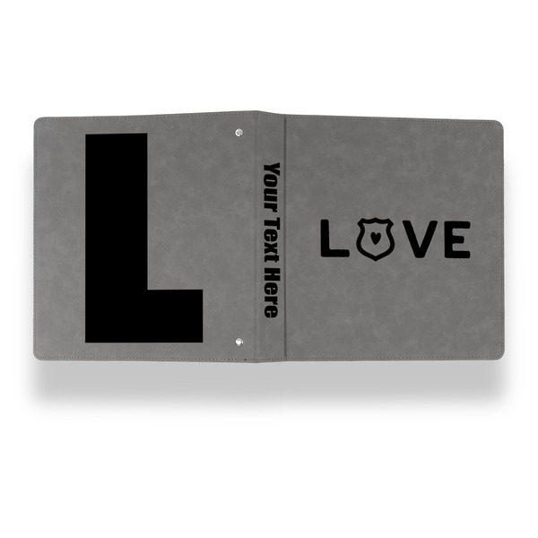 Police Quotes and Sayings Leather Binder - 1" - Grey - Back Spine Front View