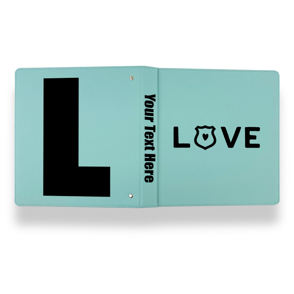 Police Quotes and Sayings Leather Binder - 1" - Teal - Back Spine Front View