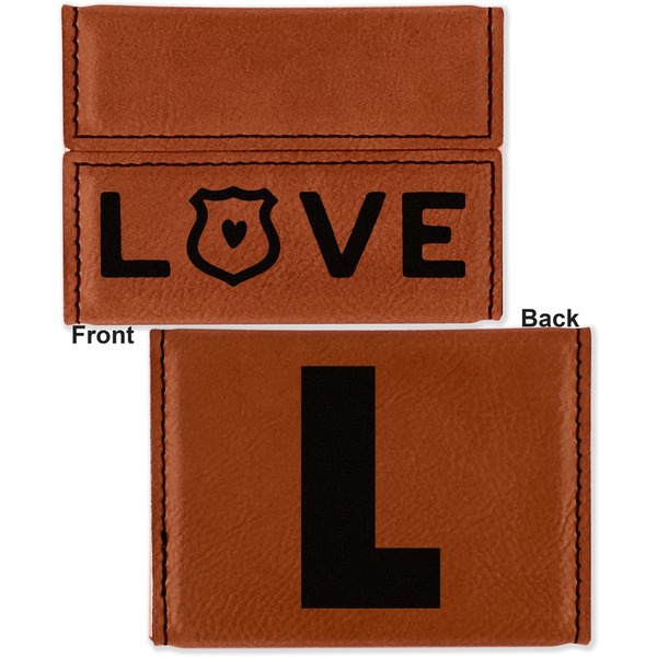 Police Quotes and Sayings Leather Business Card Holder - Front Back