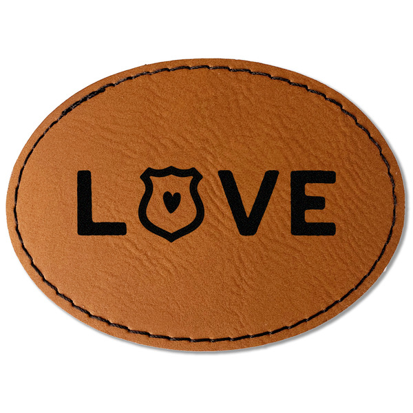Custom Police Quotes and Sayings Faux Leather Iron On Patch - Oval