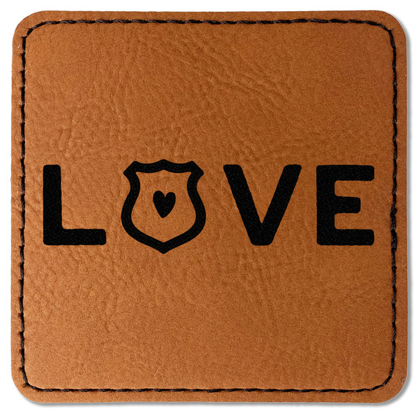 Custom Police Quotes and Sayings Faux Leather Iron On Patch - Square
