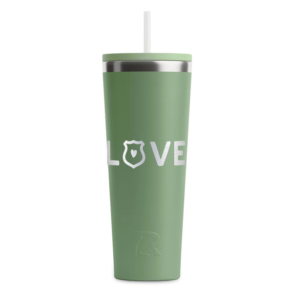 Custom Police Quotes and Sayings RTIC Everyday Tumbler with Straw - 28oz - Light Green - Single-Sided