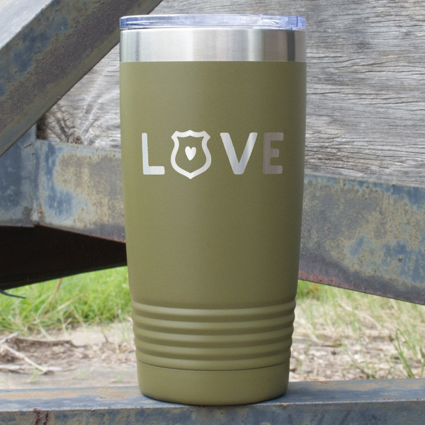 Custom Police Quotes and Sayings 20 oz Stainless Steel Tumbler - Olive - Single Sided