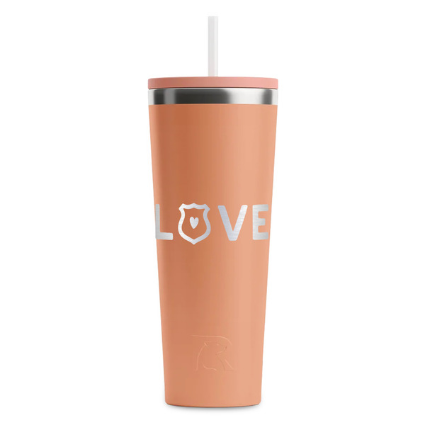 Custom Police Quotes and Sayings RTIC Everyday Tumbler with Straw - 28oz - Peach - Single-Sided