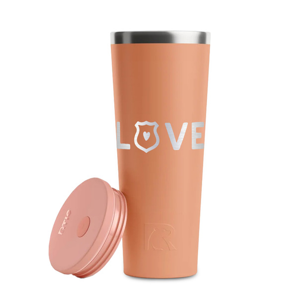 Police Quotes and Sayings Peach RTIC Everyday Tumbler - 28 oz. - Lid Off