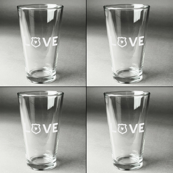 Police Quotes and Sayings Set of Four Engraved Beer Glasses - Individual View